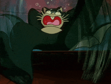 a cartoon cat with wings is screaming with its mouth wide open
