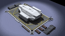 a model of a space ship on a runway