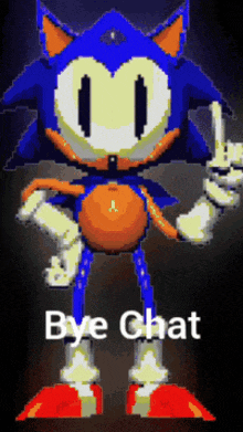 a pixel art of sonic the hedgehog with the words bye chat