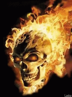 evil pictures of skulls on fire