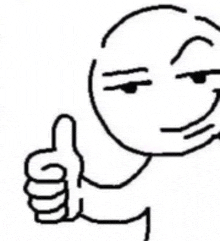 a black and white drawing of a person giving a thumbs up sign .