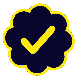 a yellow check mark in a blue cloud .