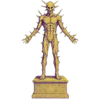 a statue of a man with thorns on his body