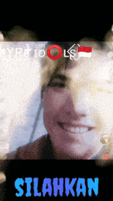 a blurred image of a smiling woman with the word silahkan below it