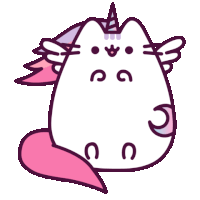 a cartoon cat with wings and a pink tail is a unicorn