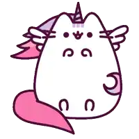 a cartoon cat with wings and a pink tail is a unicorn