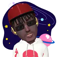 a cartoon of a man wearing a red hat and a hoodie