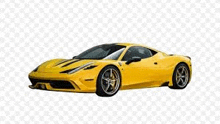 a yellow ferrari 458 italia on a white background .