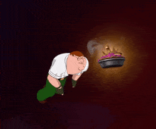 a cartoon of peter griffin holding a pie