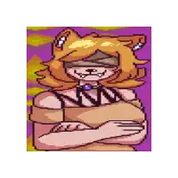 a pixel art drawing of a girl with cat ears and a hat