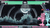 a screenshot of a video game shows two female characters standing in front of a full moon
