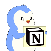 a blue and white penguin is holding a card with the letter n on it