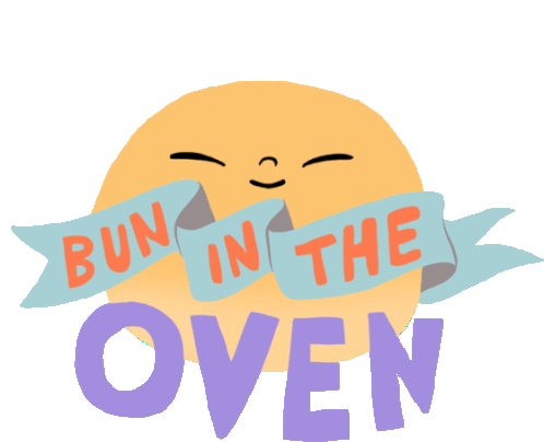 Smiling Bun With The Caption "Bun In The Oven." Sticker - Preggers Bun In The Oven Bread Stickers