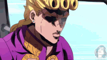 a cartoon of a man in a purple jacket with the number 000 on his chest