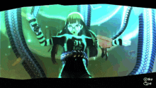 a video game screen shows a girl with glasses and a shirt that says jlg on it