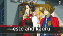 a screenshot of a video game shows gavelle and kaoru talking