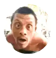 a man without a shirt is making a funny face