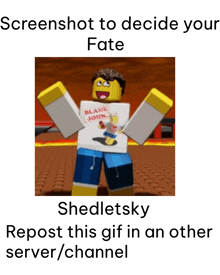 a screenshot to decide your fate with a lego man wearing a shirt that says blame john