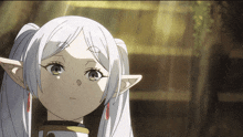 a cartoon character with white hair and ears