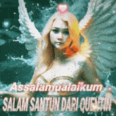 a picture of a woman with wings and the words " assalamualaikum salam santun dari quentin "