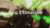 a group of people are standing in a room with the words paro x elmassive