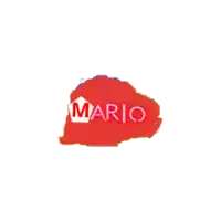 the word mario is written on a red background