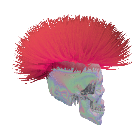 Skull Hair Sticker - Skull Hair Red Stickers