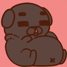 a cartoon drawing of a pug dog laying down with its eyes closed
