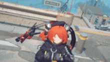a cartoon character with red hair is standing in front of a sign that says ' smith st '