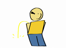 a cartoon of a man urinating with a yellow stream coming out of his butt