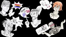 a drawing of a man with a gun and the number 100