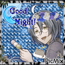 a picture of a girl with a flower crown on her head and the words good night written above her