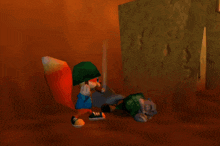 a cartoon character holding a gun and wearing a hat that says ' nintendo ' on it