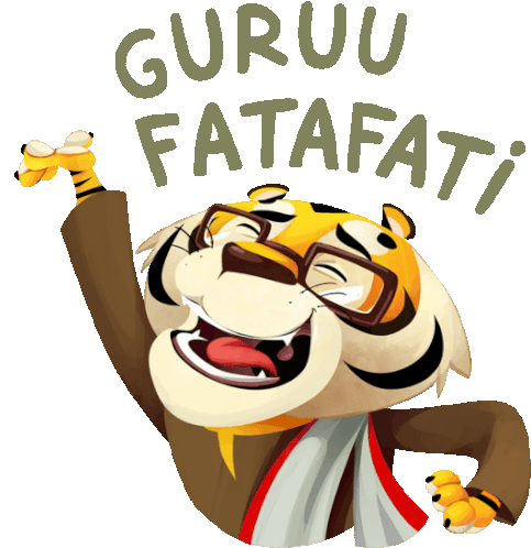 Delighted Tiger Laughs Guru Fatafati In Bengali Sticker - The Bengal Tiger Guruu Fatafati Cheerful Stickers