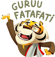 Delighted Tiger Laughs Guru Fatafati In Bengali Sticker - The Bengal Tiger Guruu Fatafati Cheerful Stickers