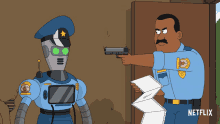 shoot robot cop oops angry