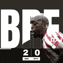 a man in a red and white striped shirt stands in front of the words bre 2.0 whu