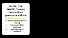 a poster that says unpeel the power discover decentralized governance with the mad banana union community-led decision