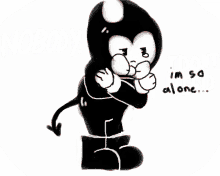 a black and white drawing of a devil with the words nobody i dont need