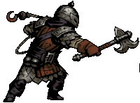 a cartoon drawing of a knight with a large axe