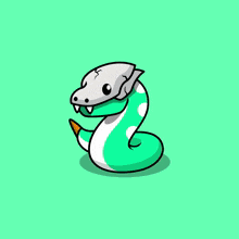 a cartoon snake with a red and white head