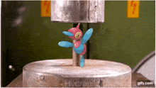 a hydraulic press with a pokemon on it