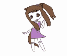 a drawing of a girl in a purple dress with long hair and a cat ear .