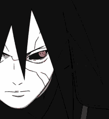 a drawing of a person with red eyes