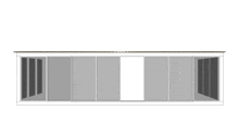 a drawing of a house with sliding glass doors and a roof .