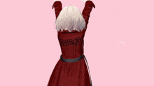a row of red dresses with the word defeat on the back