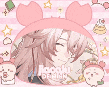 a cartoon drawing of a girl with the name iiooiu de minn on it