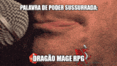 a picture of a man 's face with the words palavra de poder sussurrada written on it