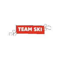 a red sign that says team ski with a white background