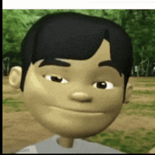 a close up of a cartoon character 's face smiling